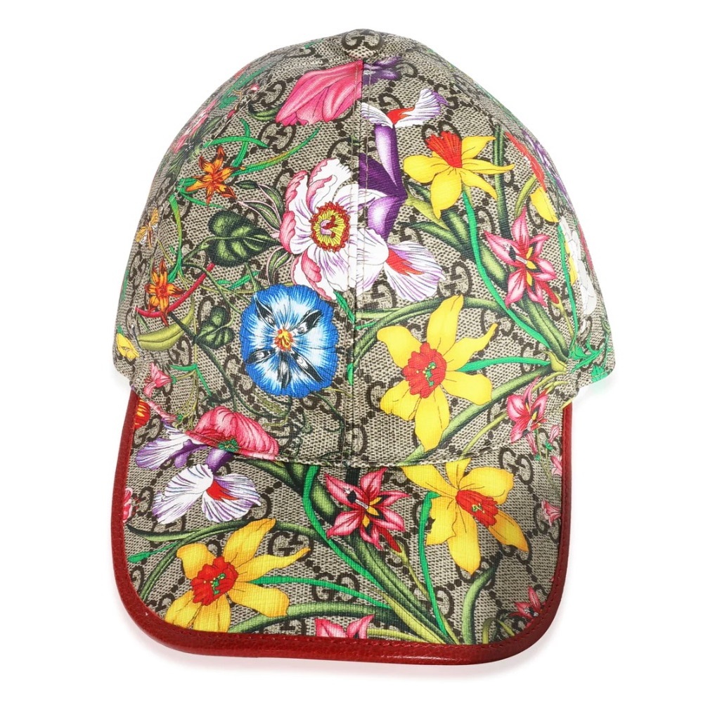 Gucci GG Supreme Flora Leather Cap